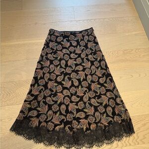ba&sh Black Gold Midi A-Line Skirt for Cocktail
